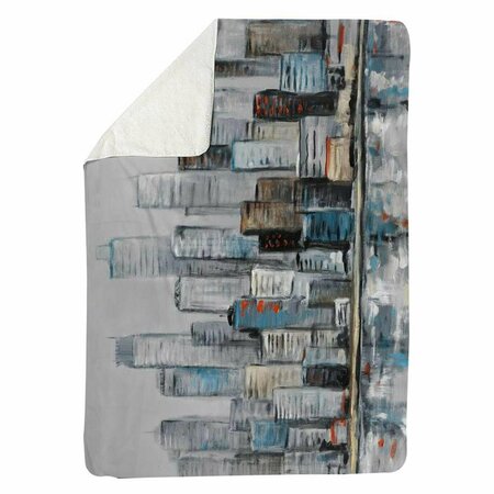BEGIN HOME DECOR 60 x 80 in. Abstract Urban Skyline-Sherpa Fleece Blanket 5545-6080-CI300